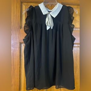 CeCe black top with white tie